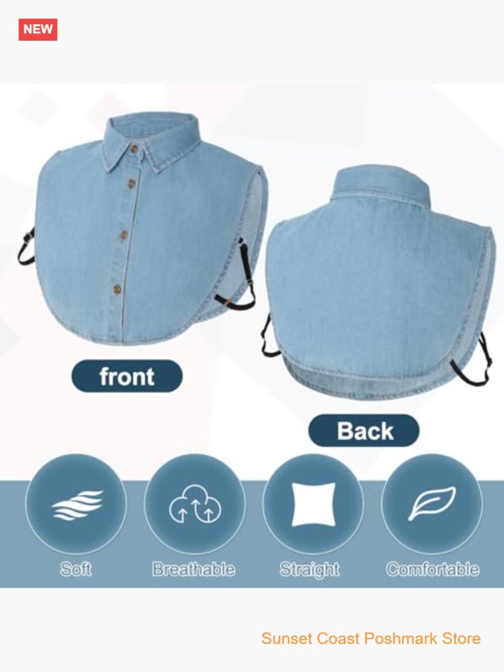 4 Pack Detachable False Collar Half Shirts Round Blouse Collars Cotton - Picture 4 of 7